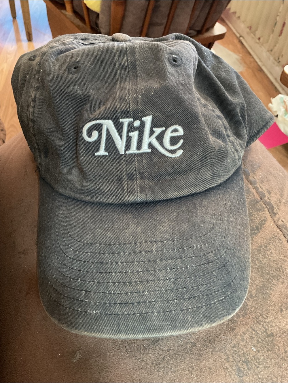 Nike Black Fabric Wash Cap with White Script Logo